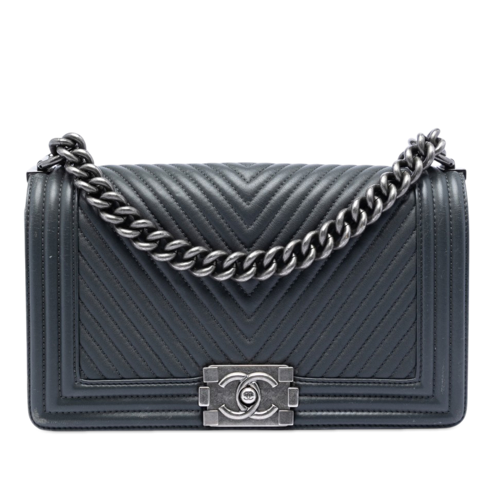 Pre-Loved Chanel Old Medium Chevron Lambskin Boy Flap